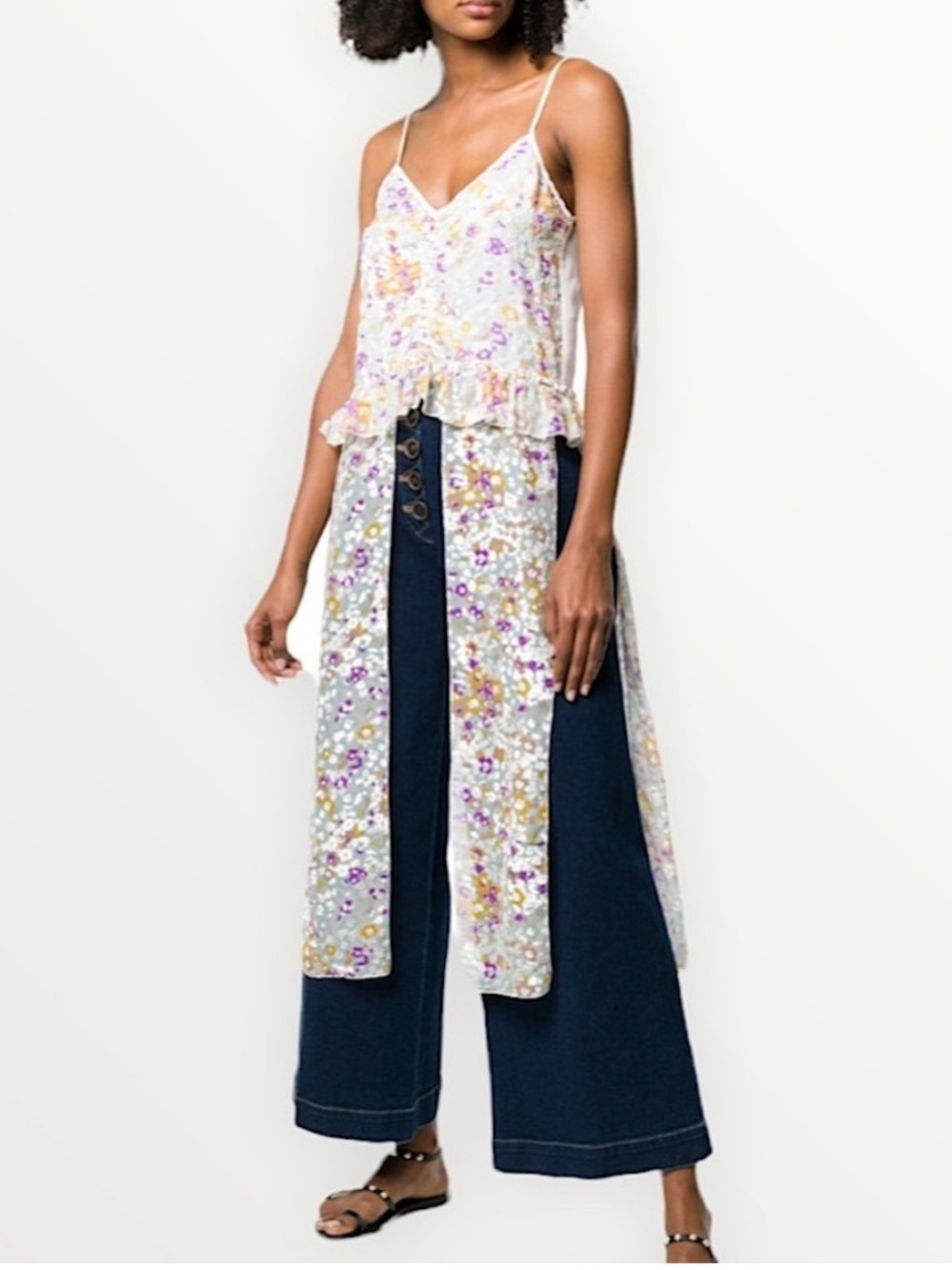 SeeByChloe Floral Devoré Panelled Cami